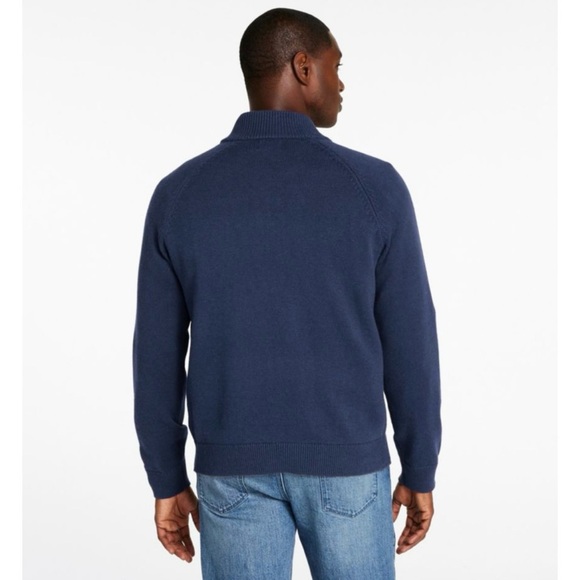 Men's LL Bean Wicked Soft Cotton/Cashmere Sweater, Quarter-Zip Grey - Picture 3 of 10